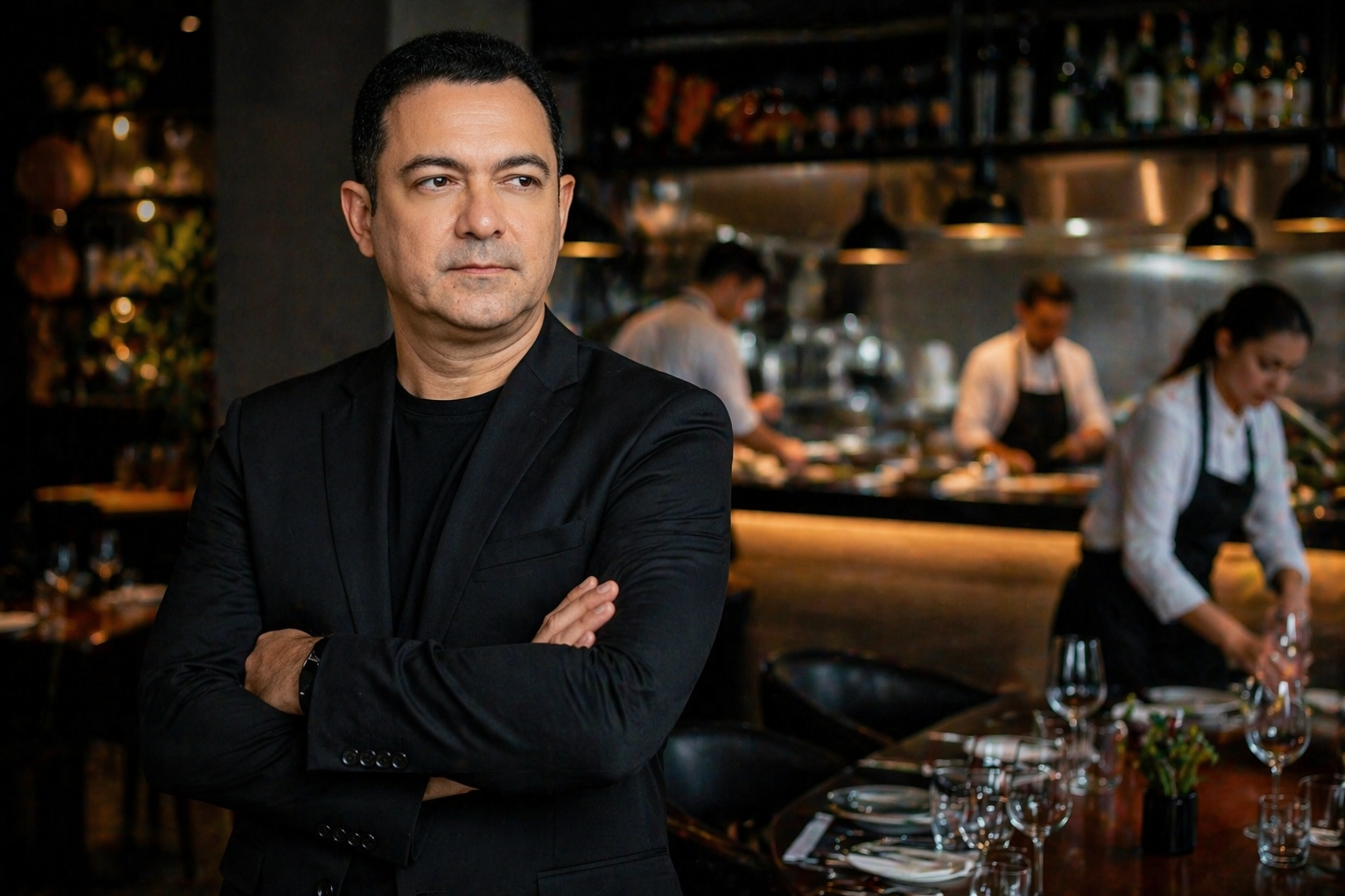 Carlos em restaurante